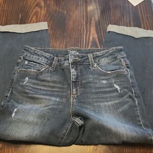 Time and Tru Women's Dark Blue Boyfriend Jeans with Subtle Distressing